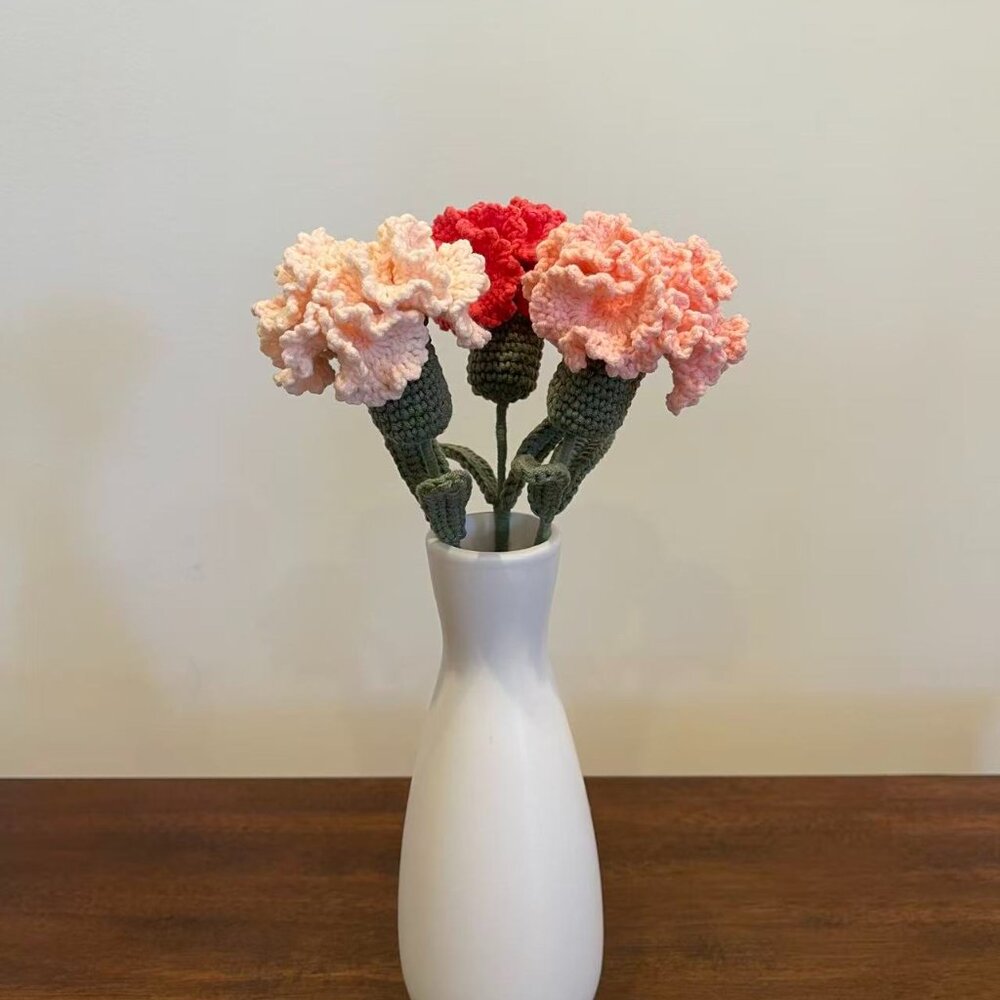 Handmade Crochet Carnation Bouquet, Forever Flower Gift, Mother’s Day Gift